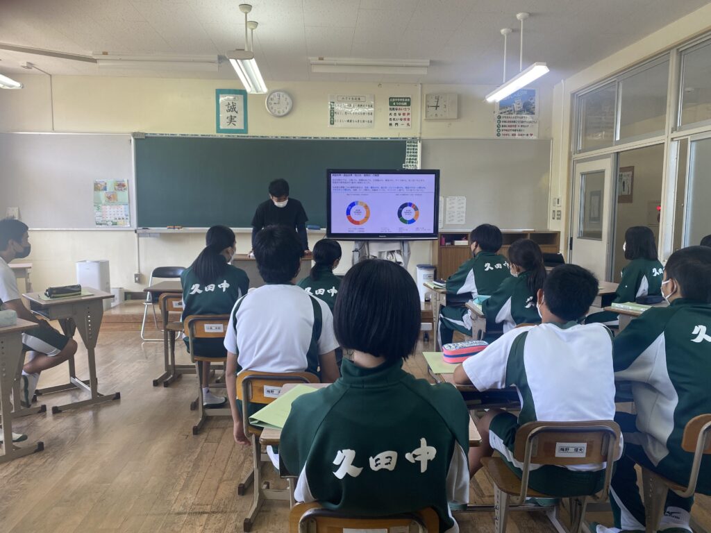 久田中学校が環境教育授業と海岸清掃
